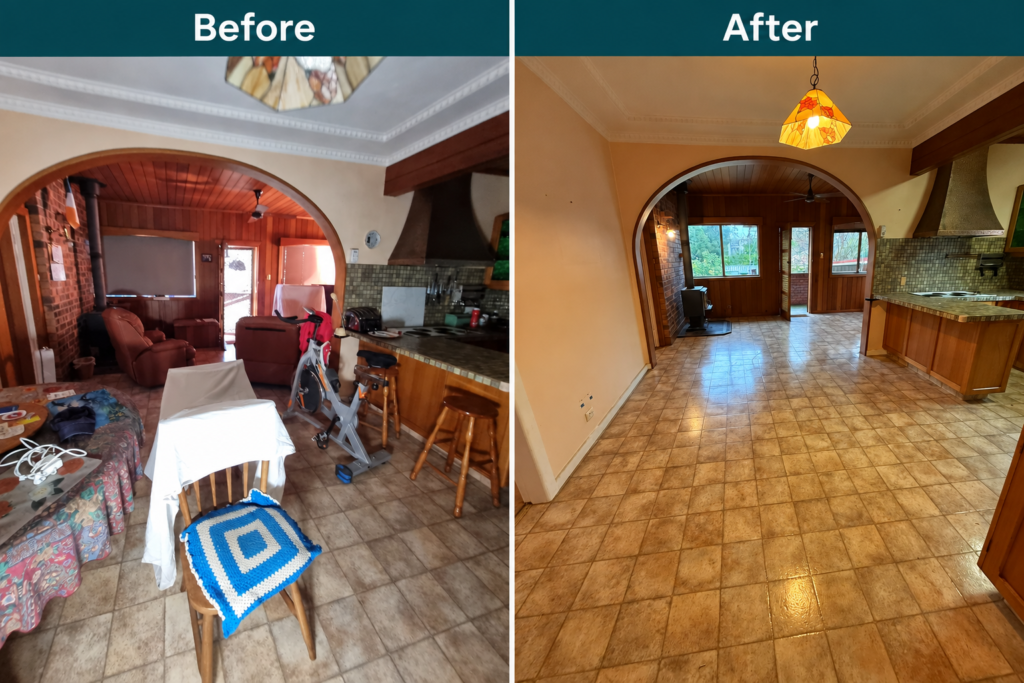 Before and after a complete estate clearance by Total Estate Clearance.