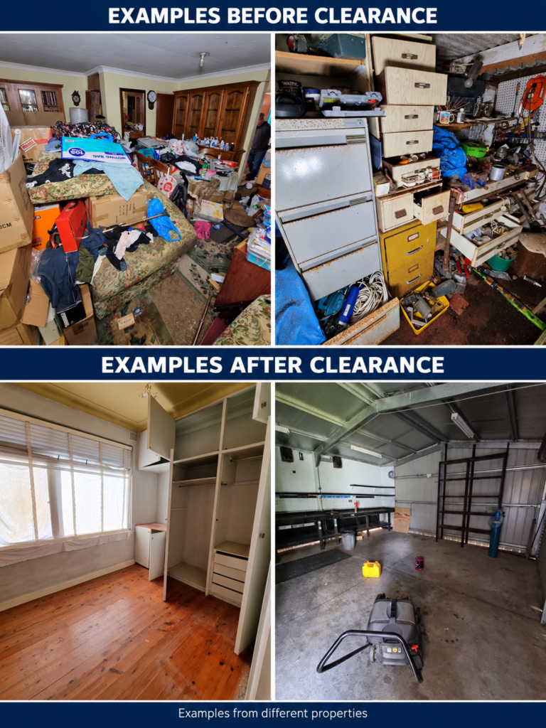 Newcastle Examples of rooms before and after clearance at different properties